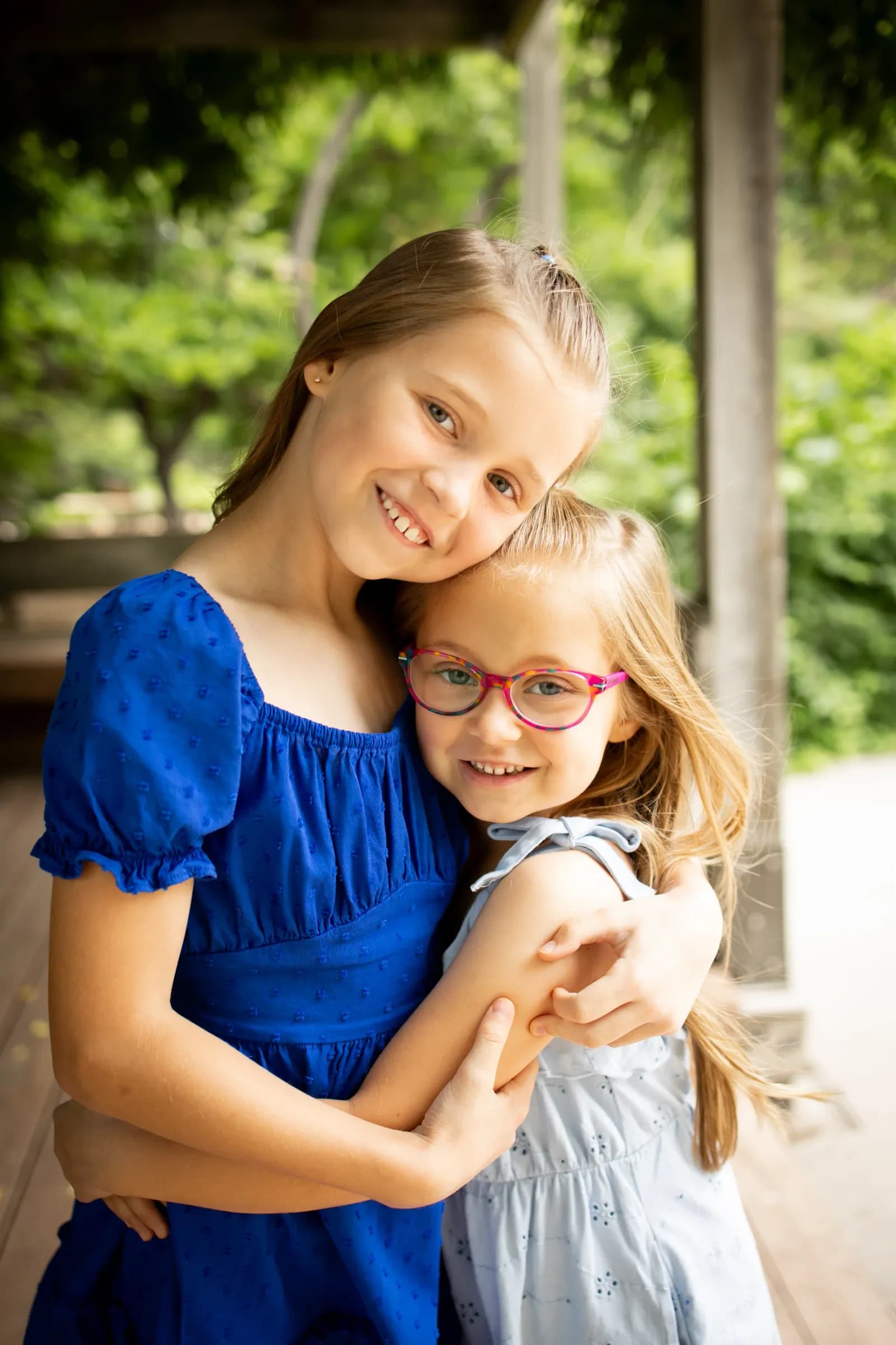 Sisters hugging