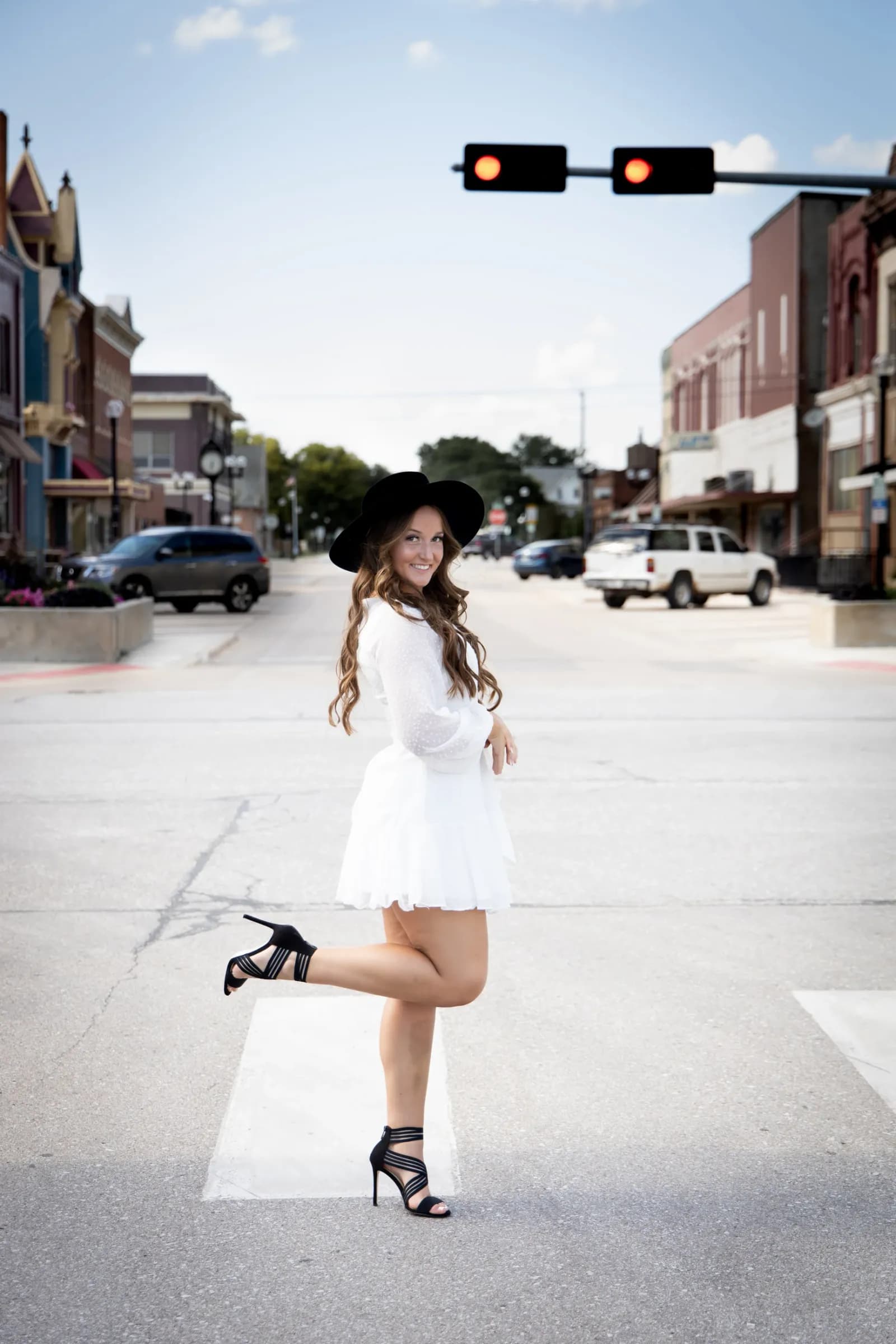 Girl crossing street
